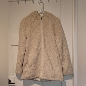 A.N.A Sherpa Woman's Cream zip up Jacket Size Large